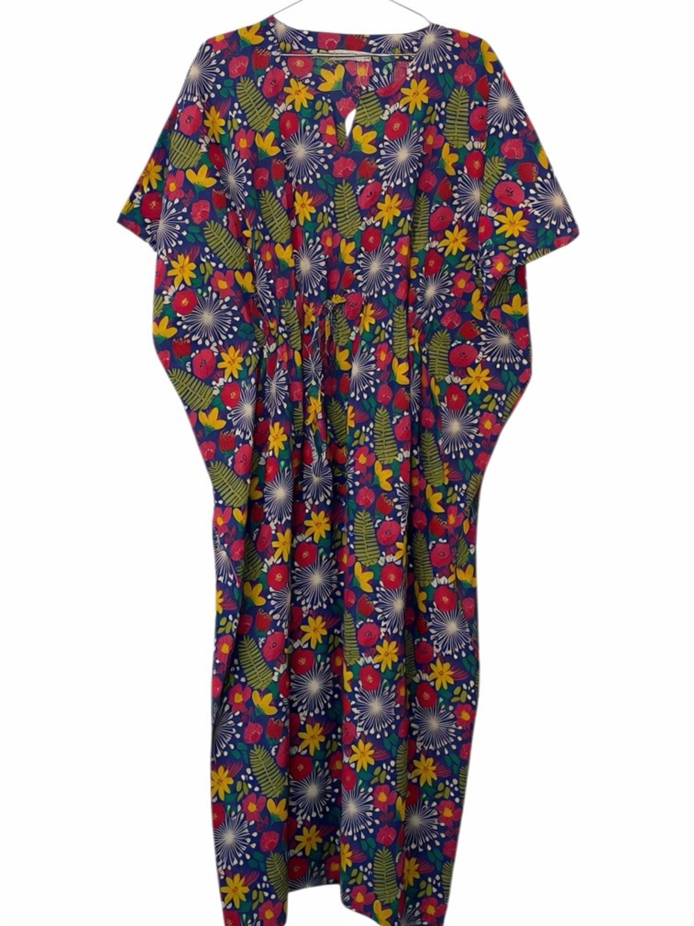 Mahogany women’s blue floral Igritte kaftan one size NWT made India boho